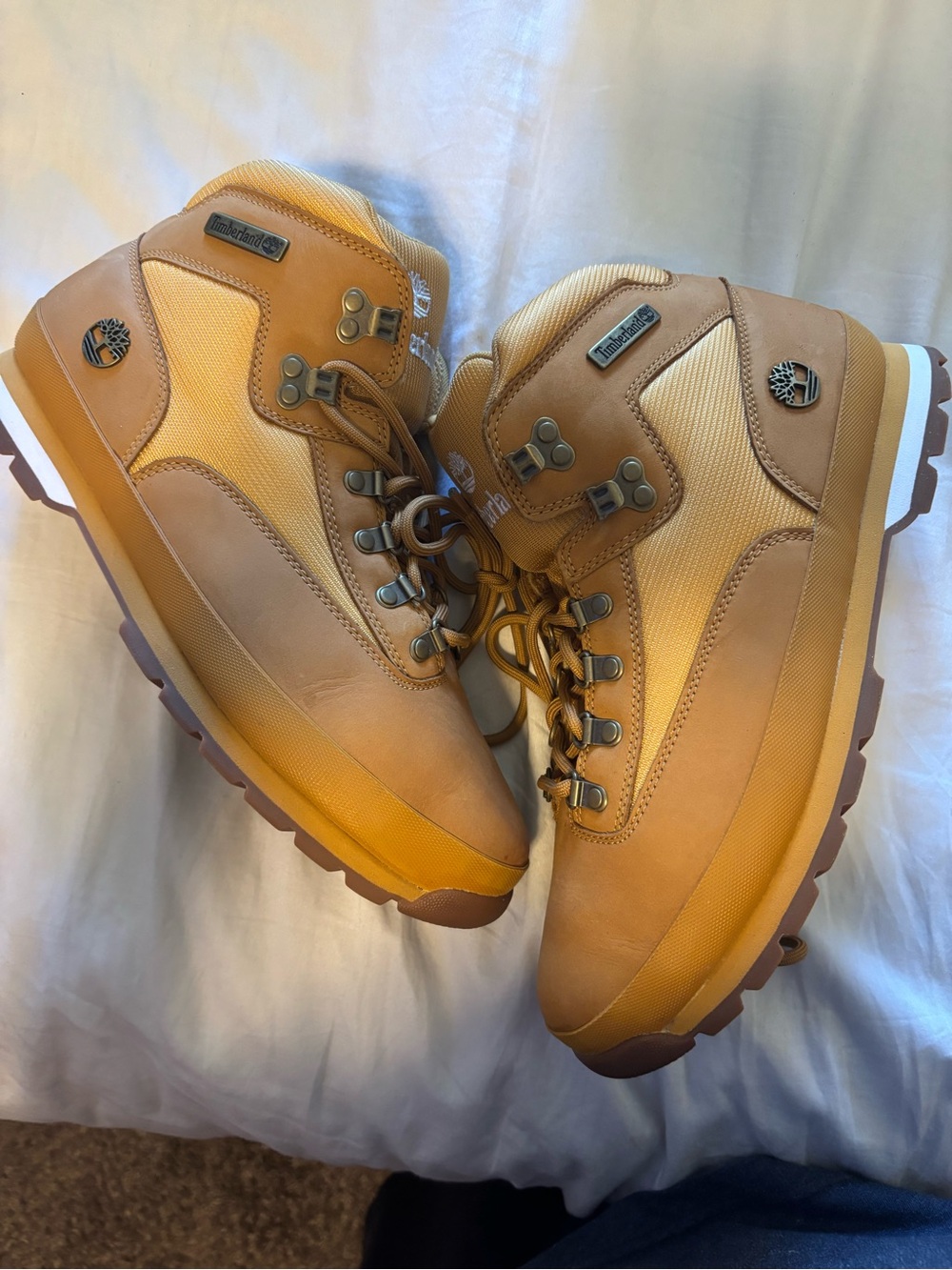 Timberland Men's Wheat/Tan Trail Leather Boots euro size 12 worn a few times